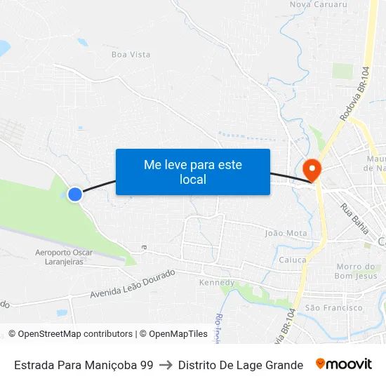 Estrada Para Maniçoba 99 to Distrito De Lage Grande map