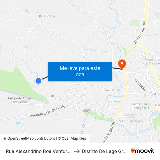 Rua Alexandrino Boa Ventura 608 to Distrito De Lage Grande map
