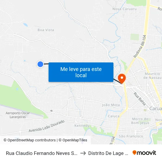Rua Claudio Fernando Neves Soares 227 to Distrito De Lage Grande map