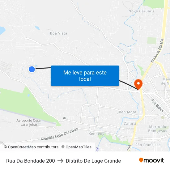 Rua Da Bondade 200 to Distrito De Lage Grande map