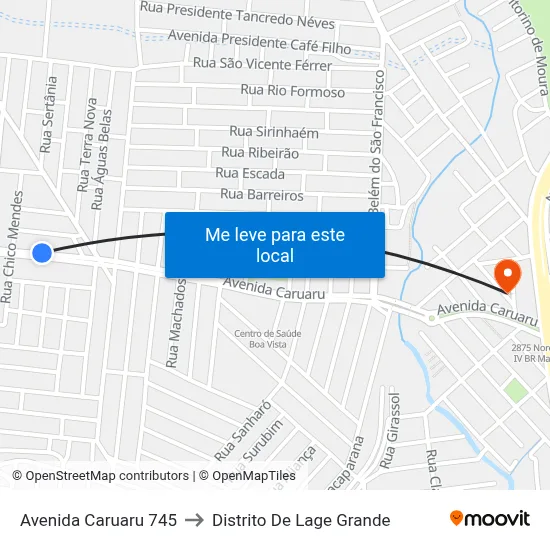 Avenida Caruaru 745 to Distrito De Lage Grande map