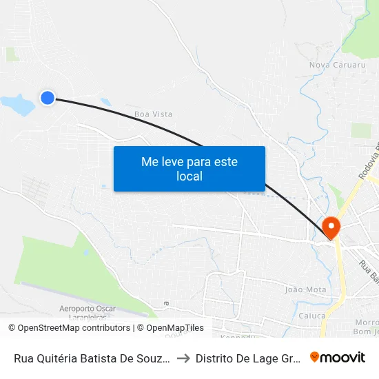 Rua Quitéria Batista De Souza 680 to Distrito De Lage Grande map