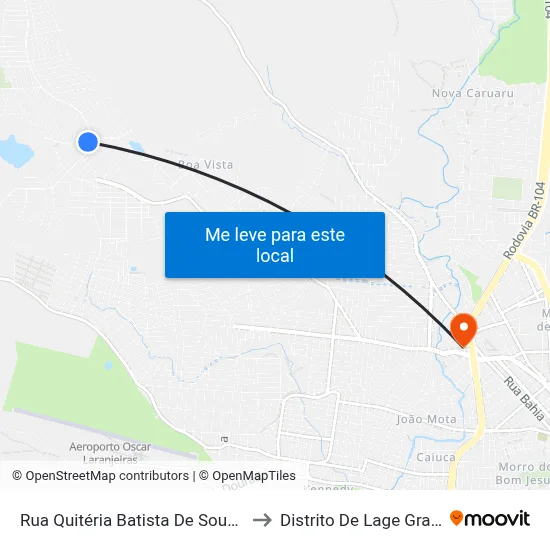 Rua Quitéria Batista De Souza 89 to Distrito De Lage Grande map