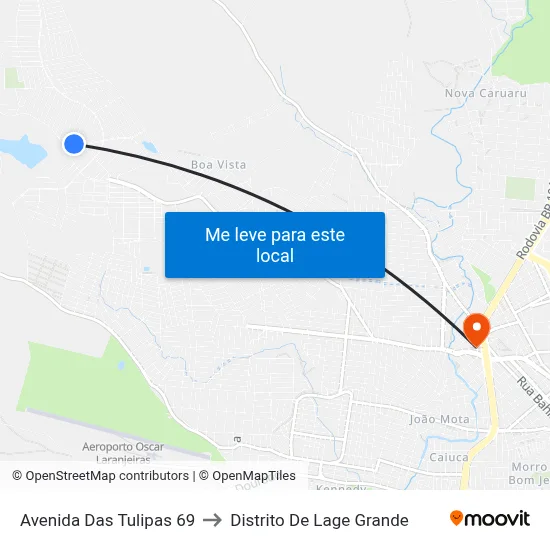 Avenida Das Tulipas 69 to Distrito De Lage Grande map