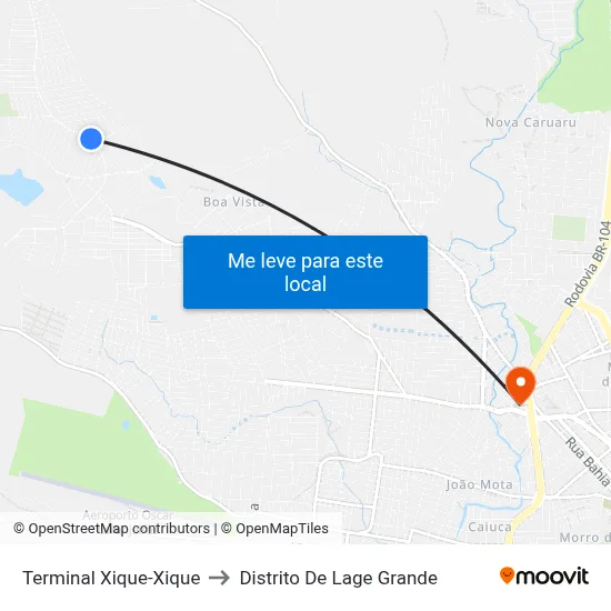 Terminal Xique-Xique to Distrito De Lage Grande map