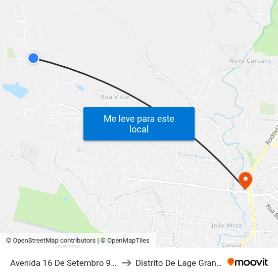 Avenida 16 De Setembro 935 to Distrito De Lage Grande map