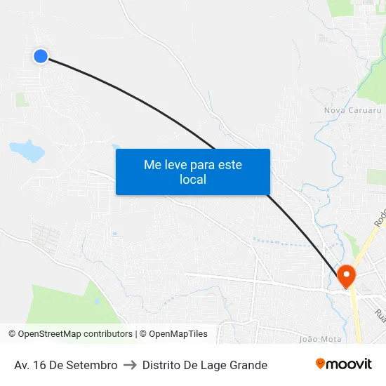 Av. 16 De Setembro to Distrito De Lage Grande map