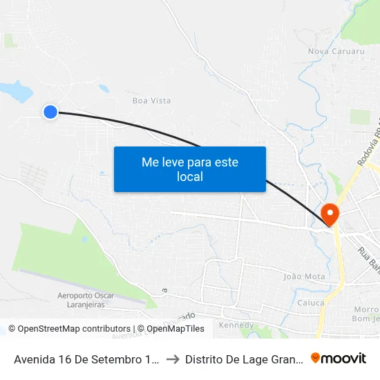Avenida 16 De Setembro 196 to Distrito De Lage Grande map