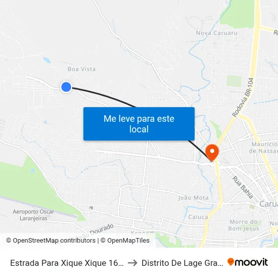 Estrada Para Xique Xique 1641 A to Distrito De Lage Grande map