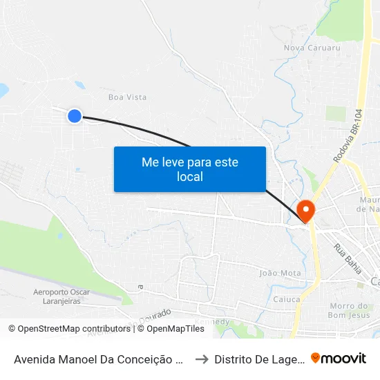 Avenida Manoel Da Conceição Gonçalves 444 to Distrito De Lage Grande map