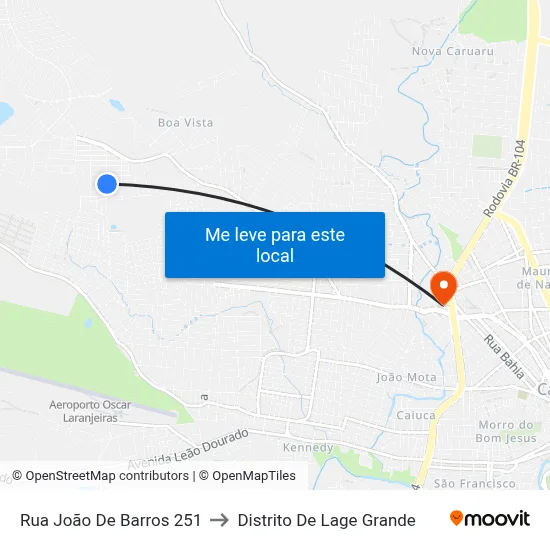 Rua João De Barros 251 to Distrito De Lage Grande map