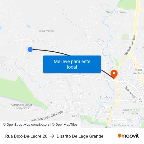 Rua Bico-De-Lacre 20 to Distrito De Lage Grande map