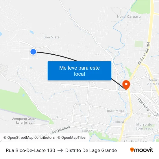 Rua Bico-De-Lacre 130 to Distrito De Lage Grande map