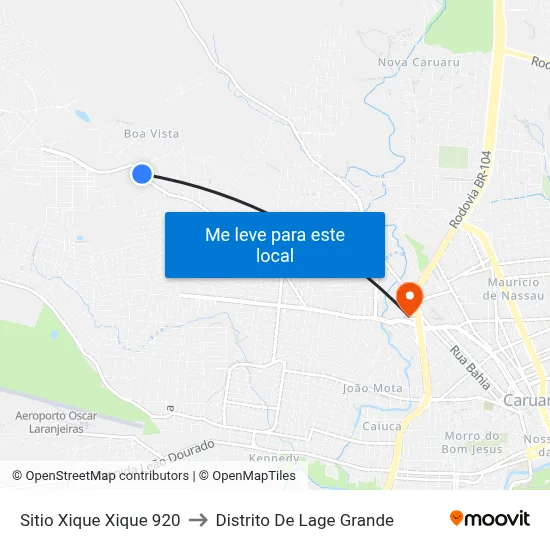 Sitio Xique Xique 920 to Distrito De Lage Grande map