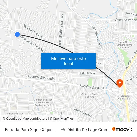Estrada Para Xique Xique 634 to Distrito De Lage Grande map