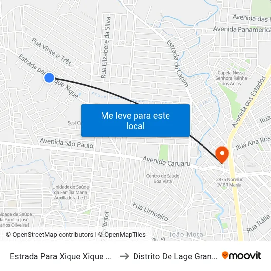 Estrada Para Xique Xique 443 to Distrito De Lage Grande map