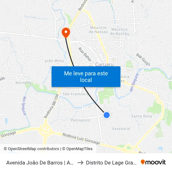 Avenida João De Barros | Assaí to Distrito De Lage Grande map