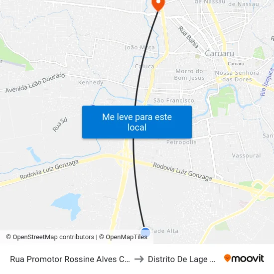Rua Promotor Rossine Alves Couto 243 to Distrito De Lage Grande map