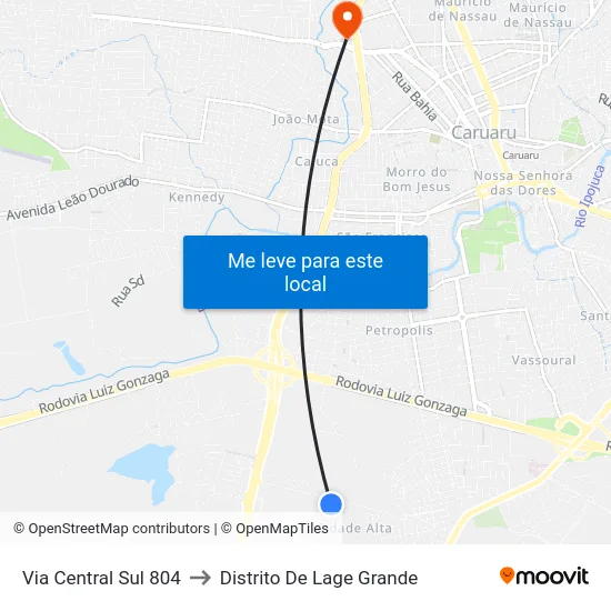 Via Central Sul 804 to Distrito De Lage Grande map