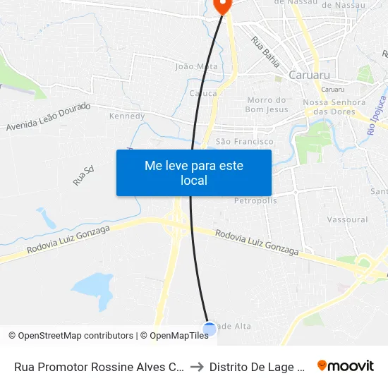 Rua Promotor Rossine Alves Couto 243 to Distrito De Lage Grande map