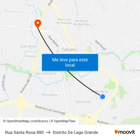 Rua Santa Rosa 880 to Distrito De Lage Grande map