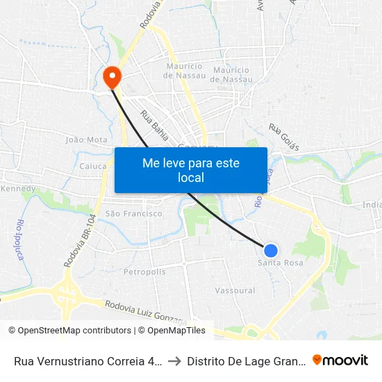 Rua Vernustriano Correia 475 to Distrito De Lage Grande map