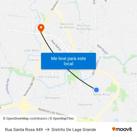Rua Santa Rosa 449 to Distrito De Lage Grande map