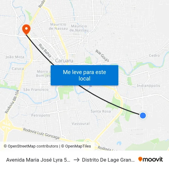 Avenida Maria José Lyra 583 to Distrito De Lage Grande map