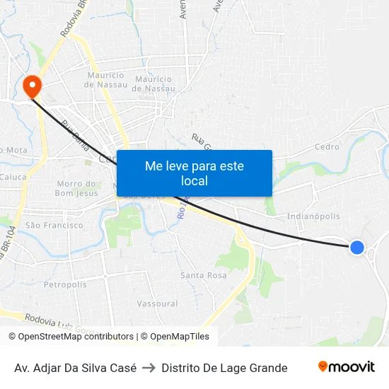Av. Adjar Da Silva Casé to Distrito De Lage Grande map