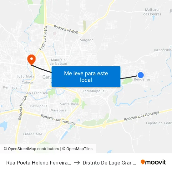 Rua Poeta Heleno Ferreira 6 to Distrito De Lage Grande map