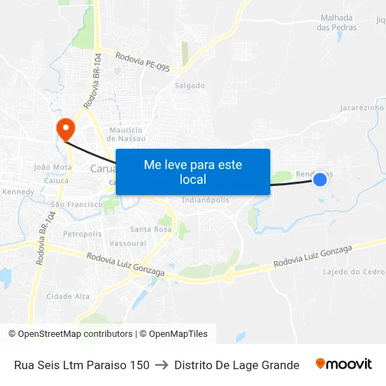 Rua Seis Ltm Paraiso 150 to Distrito De Lage Grande map