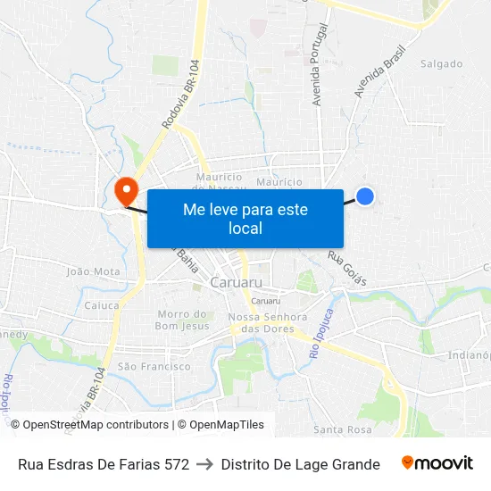 Rua Esdras De Farias 572 to Distrito De Lage Grande map