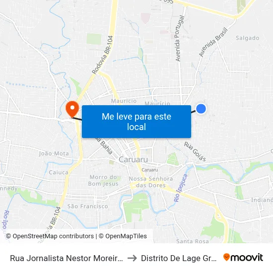 Rua Jornalista Nestor Moreira 679 to Distrito De Lage Grande map