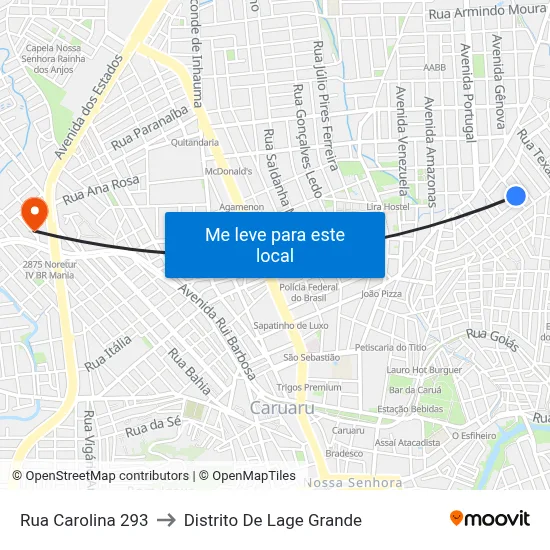 Rua Carolina 293 to Distrito De Lage Grande map