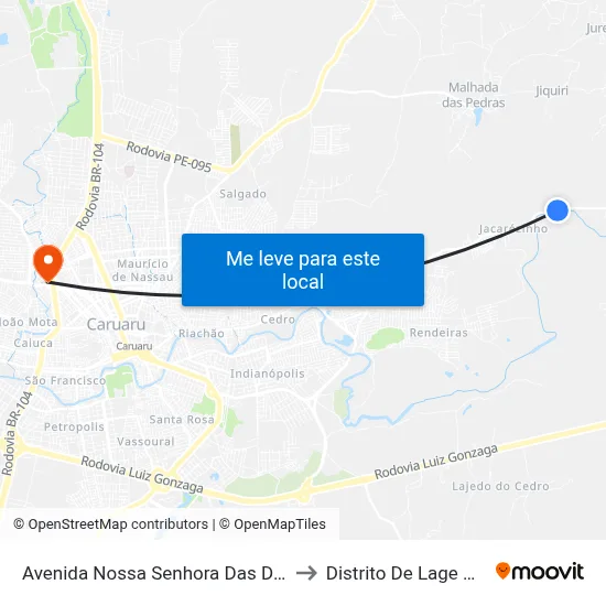 Avenida Nossa Senhora Das Dores 697 to Distrito De Lage Grande map