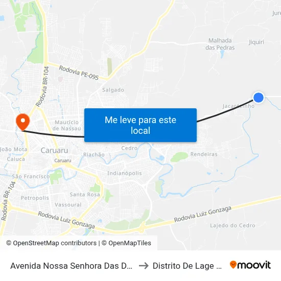 Avenida Nossa Senhora Das Dores 5980 to Distrito De Lage Grande map