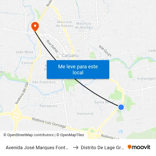 Avenida José Marques Fontes 489 to Distrito De Lage Grande map