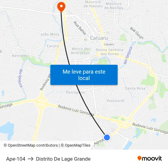 Ape-104 to Distrito De Lage Grande map
