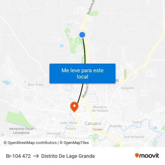 Br-104 472 to Distrito De Lage Grande map