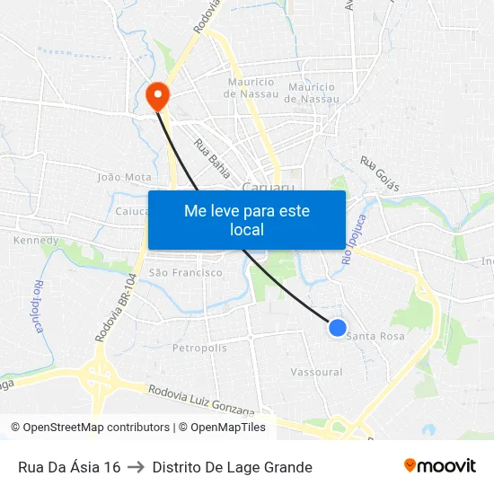 Rua Da Ásia 16 to Distrito De Lage Grande map