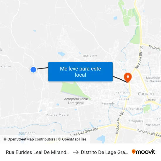 Rua Eurides Leal De Miranda 12 to Distrito De Lage Grande map