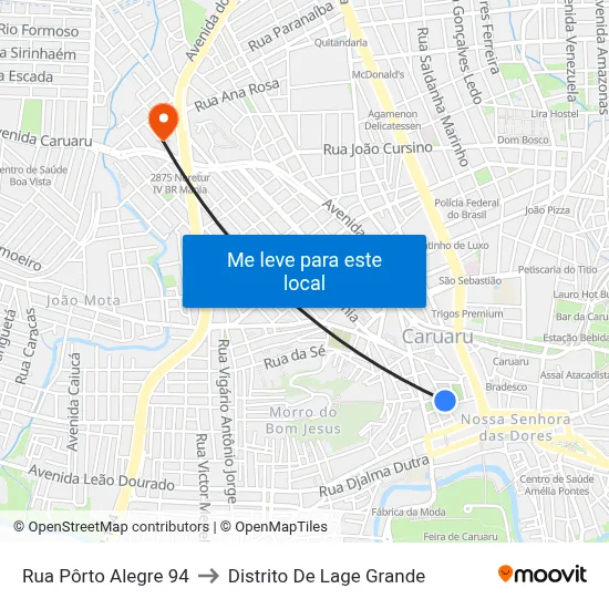 Rua Pôrto Alegre 94 to Distrito De Lage Grande map