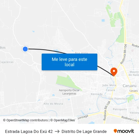 Estrada Lagoa Do Exú 42 to Distrito De Lage Grande map