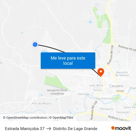 Estrada Maniçoba 37 to Distrito De Lage Grande map