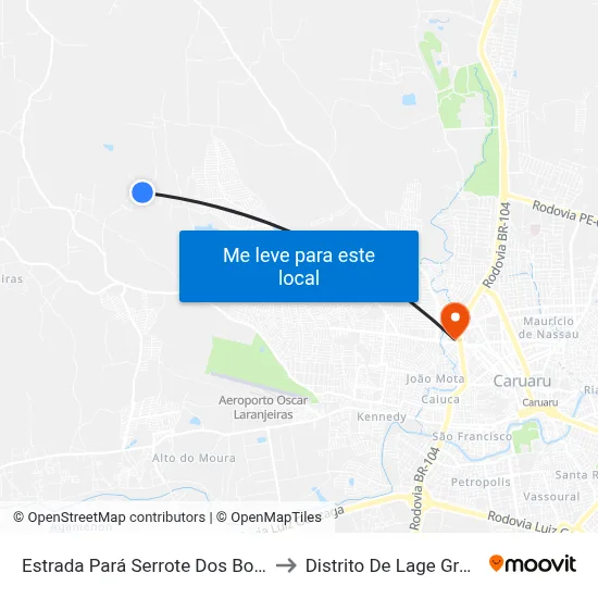 Estrada Pará Serrote Dos Bois 46 to Distrito De Lage Grande map