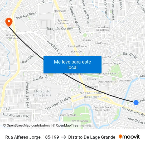 Rua Alferes Jorge, 185-199 to Distrito De Lage Grande map