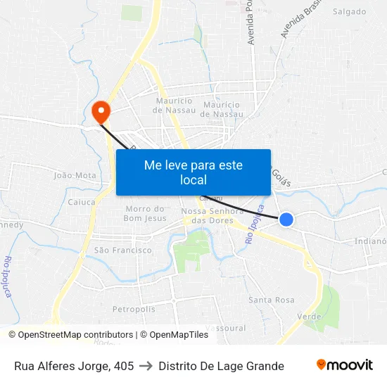 Rua Alferes Jorge, 405 to Distrito De Lage Grande map