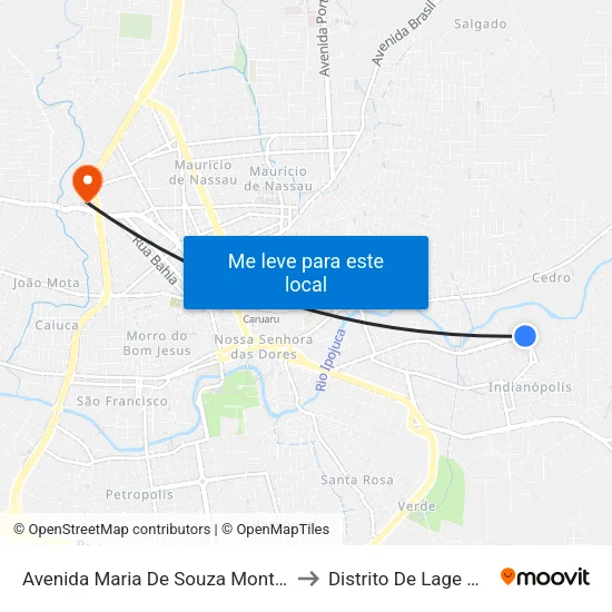 Avenida Maria De Souza Monteiro, 526 to Distrito De Lage Grande map