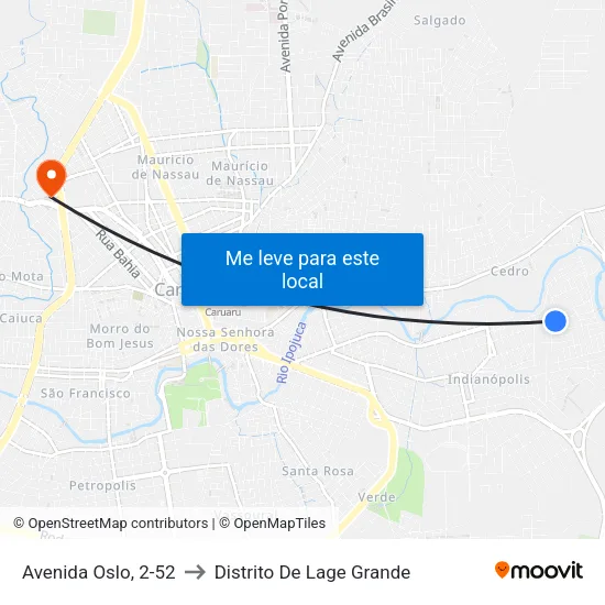 Avenida Oslo, 2-52 to Distrito De Lage Grande map