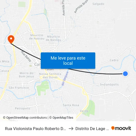 Rua Violonista Paulo Roberto Da Silva, 1-55 to Distrito De Lage Grande map